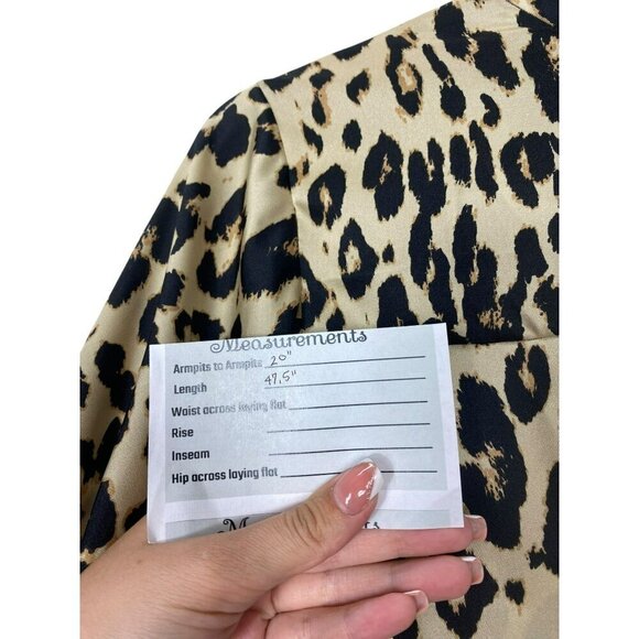 Zara Mock Beige‎ Brown Neck Animal Print Open Sides Midi Dress Large - Picture 14 of 14